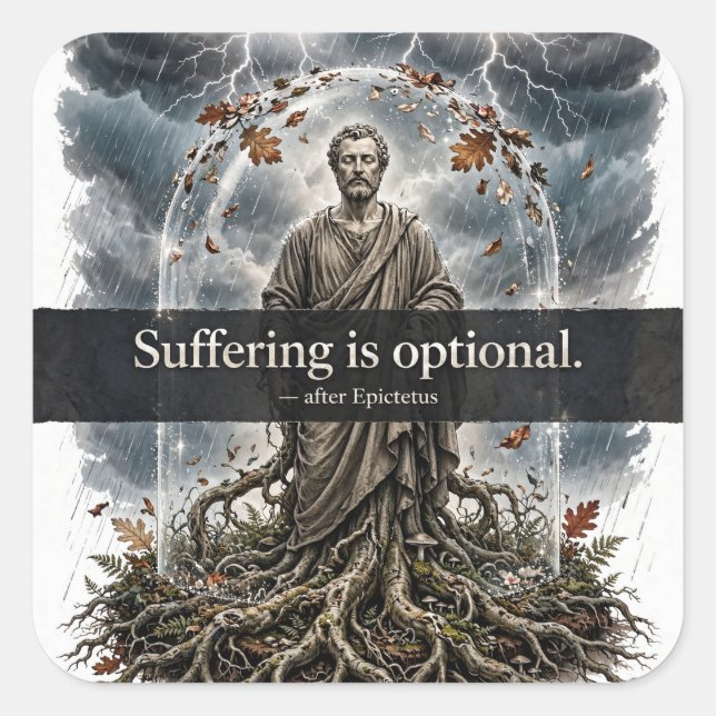 Suffering Is Optional — Epictetus Sticker (Front)