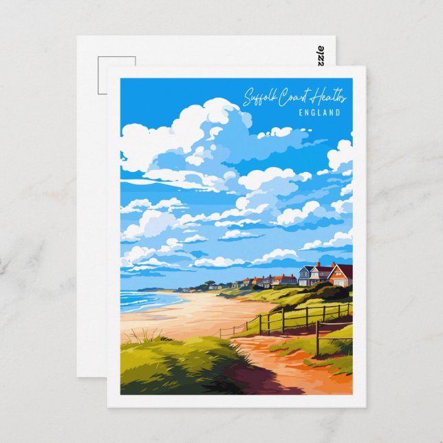 Suffolk Coast Heaths England vintage travel place Postcard (Front/Back)