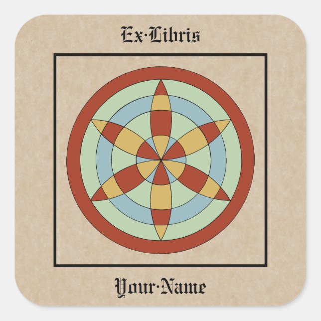 Suffolk Hexafoil Witch Mark Bookplate Square Sticker (Front)