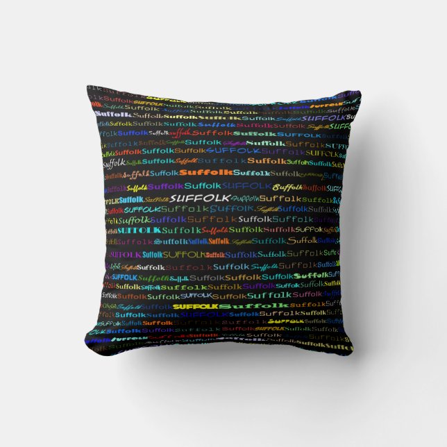 Suffolk Text Design I Throw Pillow (Front)
