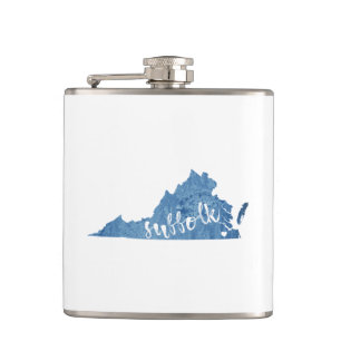 Suffolk Virginia Wood Grain Hip Flask