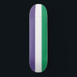 Suffragette Flag Skateboard<br><div class="desc">This design features the flag of the suffragette movement, which in the 20th century fought for the right to vote in public elections, known as women's suffrage. The term "suffragette" was first coined to belittle the movement, but the women involved soon accepted and embraced the new name as a sign...</div>