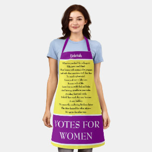 Suffragette Votes for Women Cookbook Poem Apron