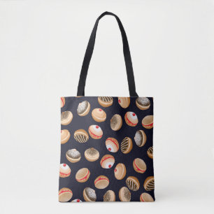Sufganiyot Doughnuts: Hanukkah Vintage Pattern Tote Bag