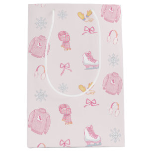 Sugar and Ice Figure Skate Ice Skate Winter Pink Medium Gift Bag