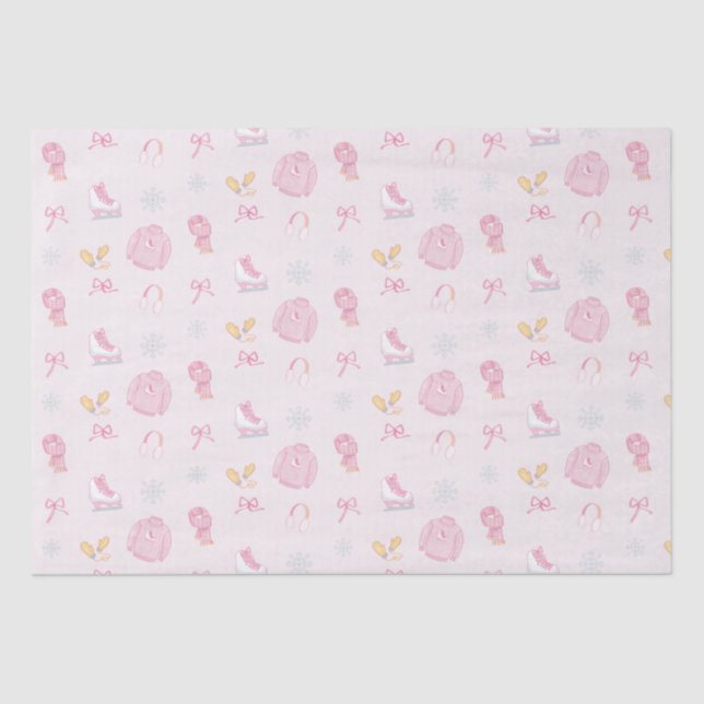 Sugar and Ice Figure Skate Ice Skate Winter Pink Tissue Paper (Front)