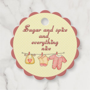 Sugar And Spice Baby Clothesline Yellow Polka Dots Favour Tags