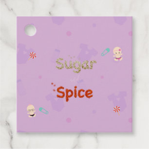 Sugar and Spice Baby Girl Shower Layette  Square Favour Tags