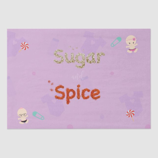 Sugar and Spice Baby Girl Shower Layette Tissue Paper (Front)