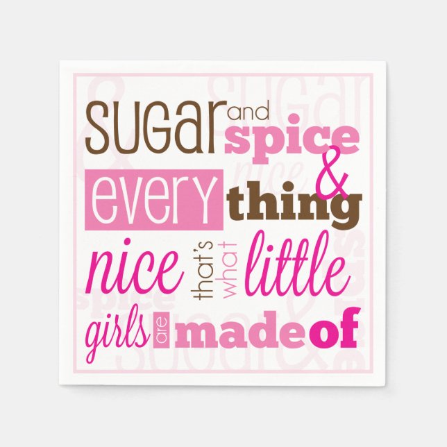 Sugar and Spice Baby Girl Shower Napkins (Front)