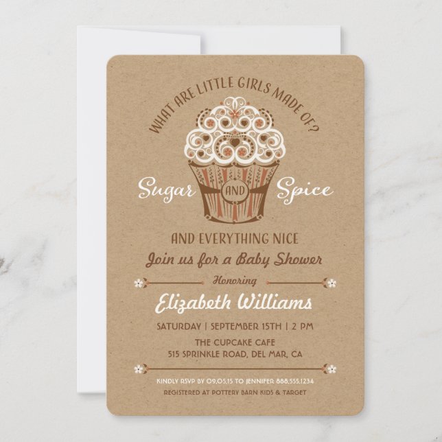 Sugar and Spice Cupcake Baby Shower Invitation (Front)