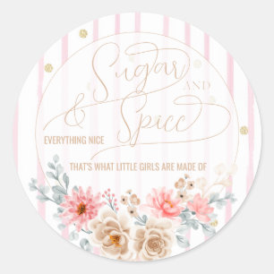 Sugar and spice & everything nice Baby shower Classic Round Sticker