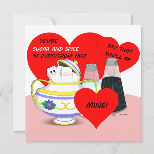 Sugar and Spice - Old Fashioned Valentine Card Art (Front)