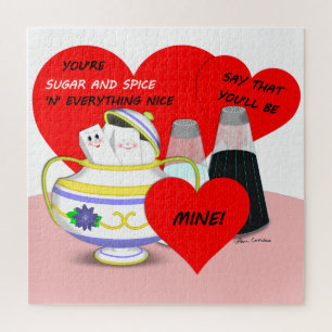 Sugar and Spice - Old Fashioned Valentine Card Art Jigsaw Puzzle