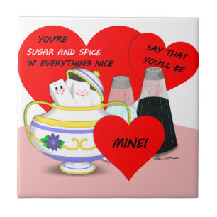 Sugar and Spice - Old Fashioned Valentine Card Art Tile