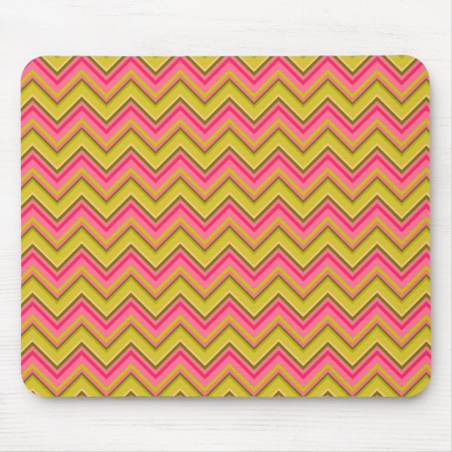 Sugar and Spice Pink and Green Chevron Mouse Pad (Front)