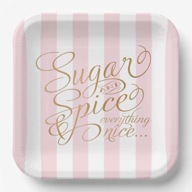 Sugar and Spice Pink Striped Paper Plates (Front)