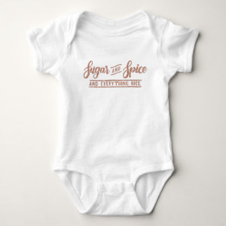 Sugar and Spice Rose Gold Calligraphy one piece Baby Bodysuit