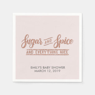Sugar and Spice Rose Gold Glitter Baby Shower Napkin