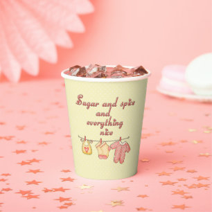 Sugar and Spice Yellow and Pink Baby Shower Paper Cups