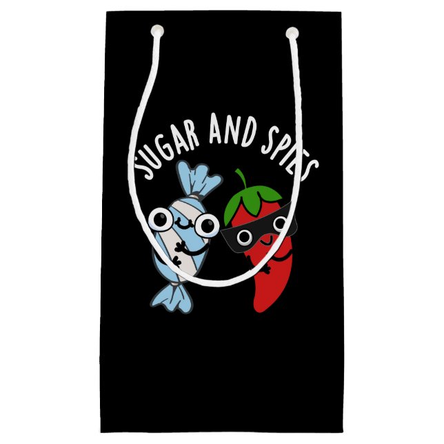 Sugar And Spies Funny Food Pun Dark BG Small Gift Bag (Front)