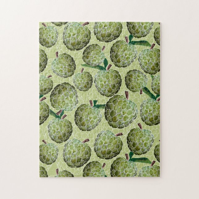 Sugar Apple Watercolor | Green Jigsaw Puzzle (Vertical)