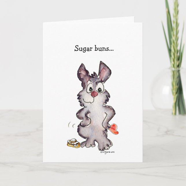 Sugar Buns Cartoon Love Valentine Card (Front)