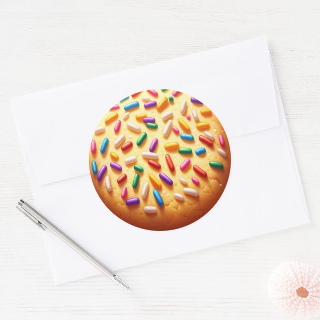 Sugar Cookie with Sprinkles Classic Round Sticker (Envelope)