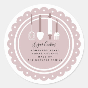 Sugar Cookies Bakery Tool Logo Homemade Food Classic Round Sticker