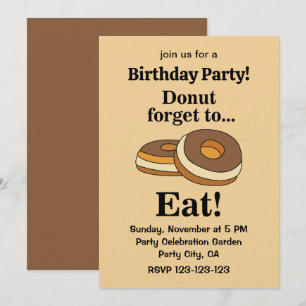 Sugar Doughnut Doughnut Birthday Party Invitation