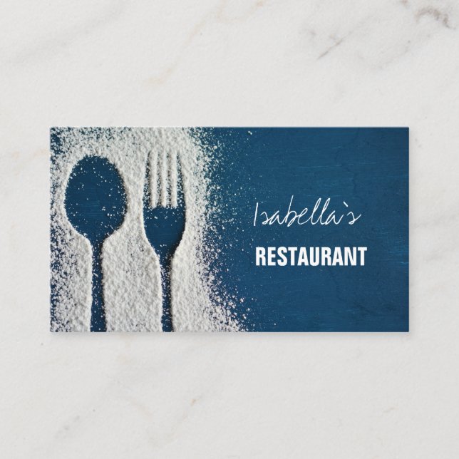 Sugar Fork Navy Blue Catering, Restaurant Business Card (Front)