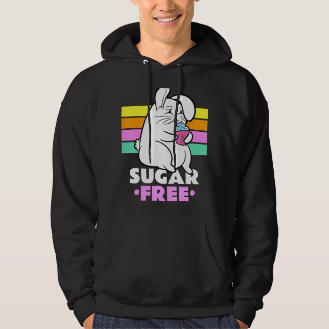 Sugar Free  Bunny Rabbit Resisting A Cupcake Hoodie (Front)