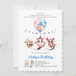 Sugar Glider Birthday Invitation