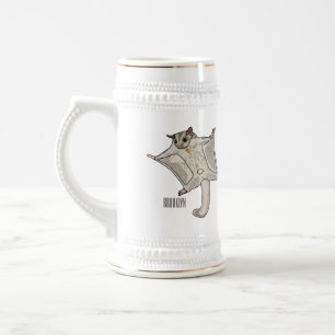 Sugar glider cartoon illustration beer stein