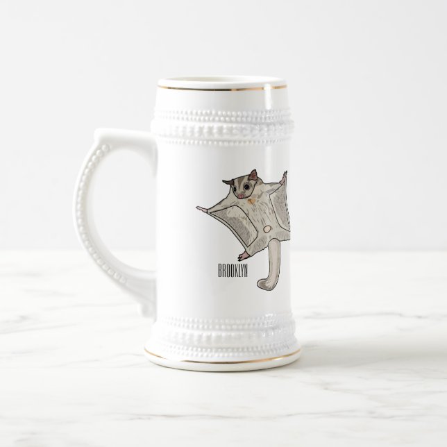 Sugar glider cartoon illustration beer stein (Left)