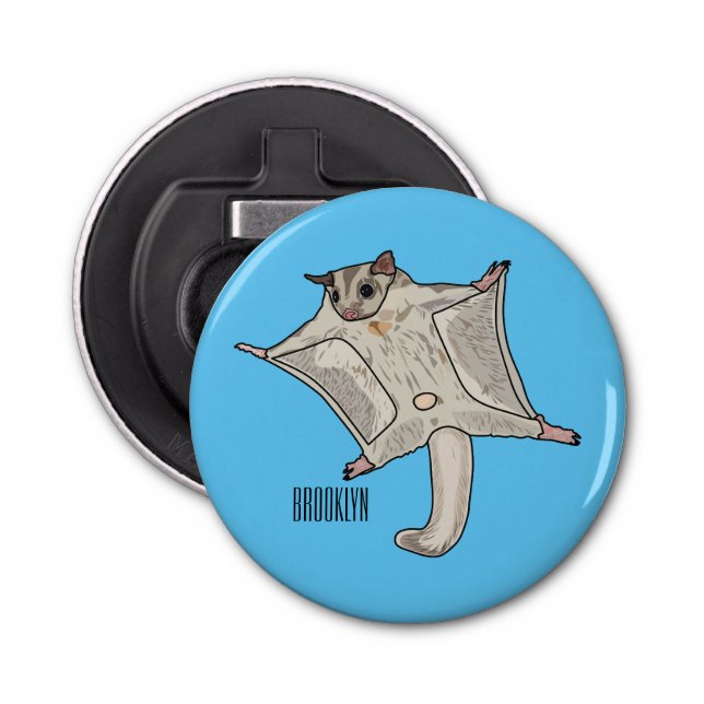 Sugar glider cartoon illustration bottle opener (Front)