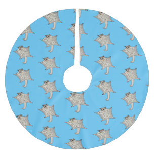Sugar glider cartoon illustration brushed polyester tree skirt
