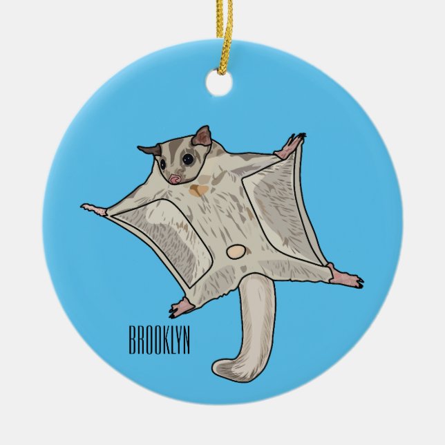 Sugar glider cartoon illustration ceramic tree decoration (Front)