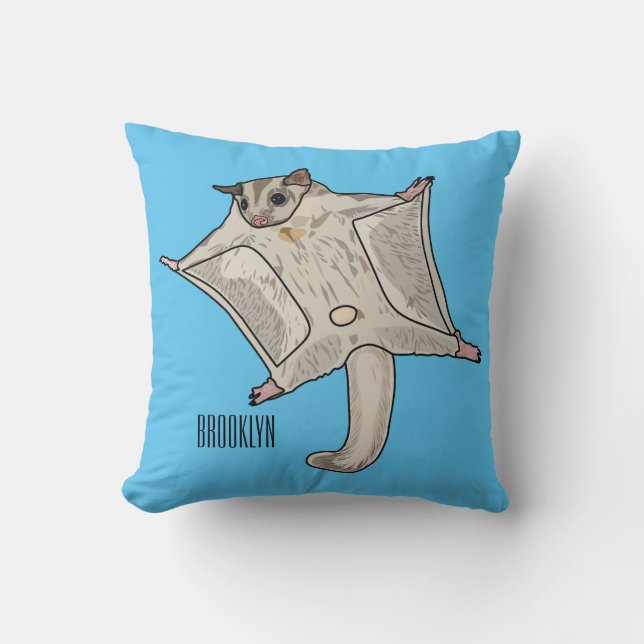 Sugar glider cartoon illustration cushion (Front)