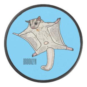 Sugar glider cartoon illustration hockey puck