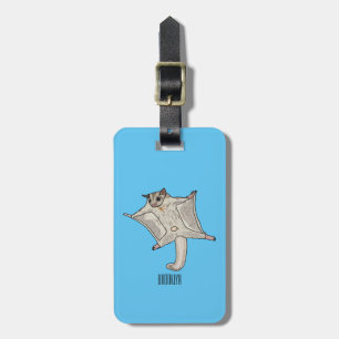 Sugar glider cartoon illustration luggage tag