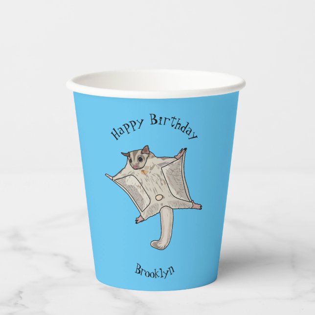 Sugar glider cartoon illustration paper cups (Front)