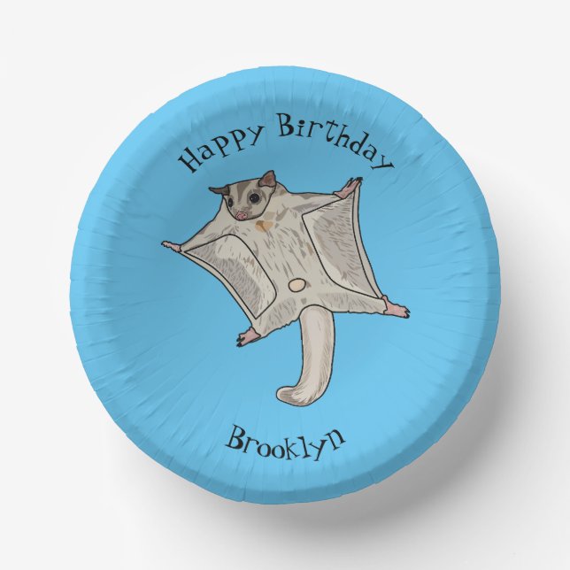 Sugar glider cartoon illustration paper plate (Front)