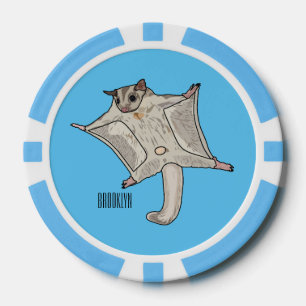 Sugar glider cartoon illustration poker chips