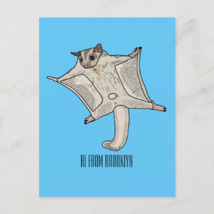 Sugar glider cartoon illustration postcard