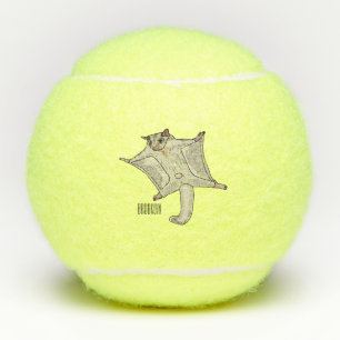 Sugar glider cartoon illustration tennis balls