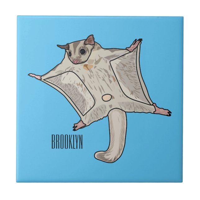 Sugar glider cartoon illustration tile (Front)