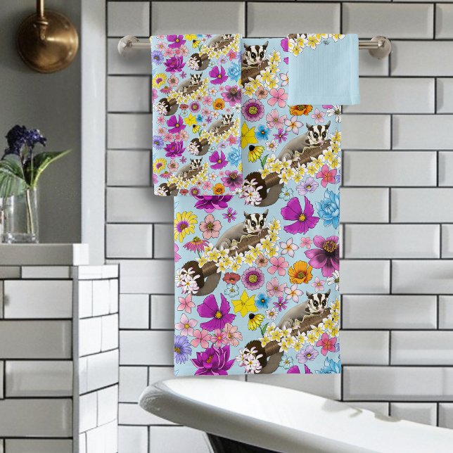 sugar Glider Cute Floral Bath Towel Set (Creator Uploaded)