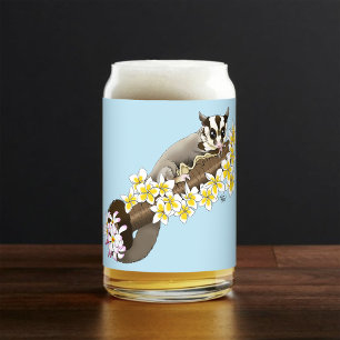 Sugar Glider Cute Floral Can Glass