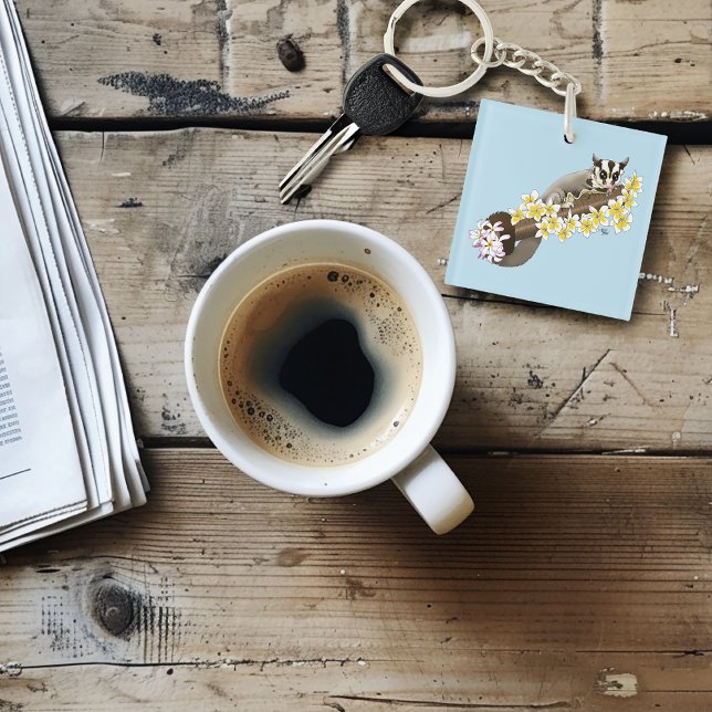 Sugar Glider Cute Floral Key Ring (Creator Uploaded)